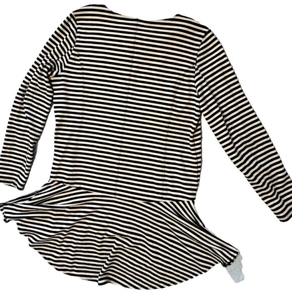 Soft Surroundings M Calista Black/Gray Stripe Zip Front Tunic Hi-Lo Hem FLAW! - Picture 5 of 9